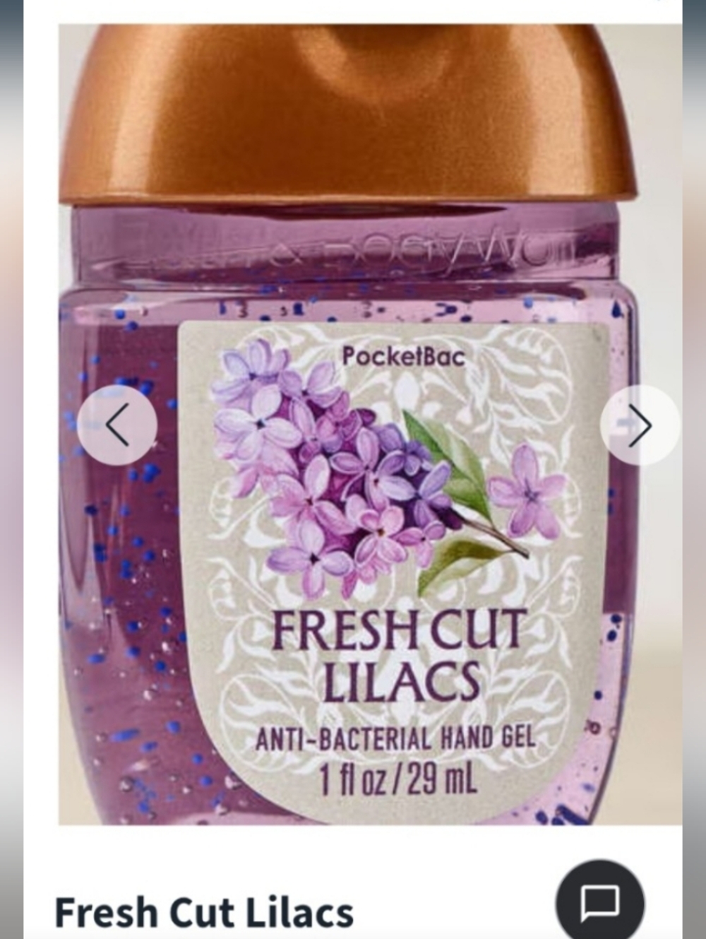 Bath & Body Works Fresh Cut Lilacs Hand Gel - Purple with Gold Cap